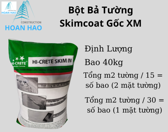 Bột bả tường Skimcoat gốc XM